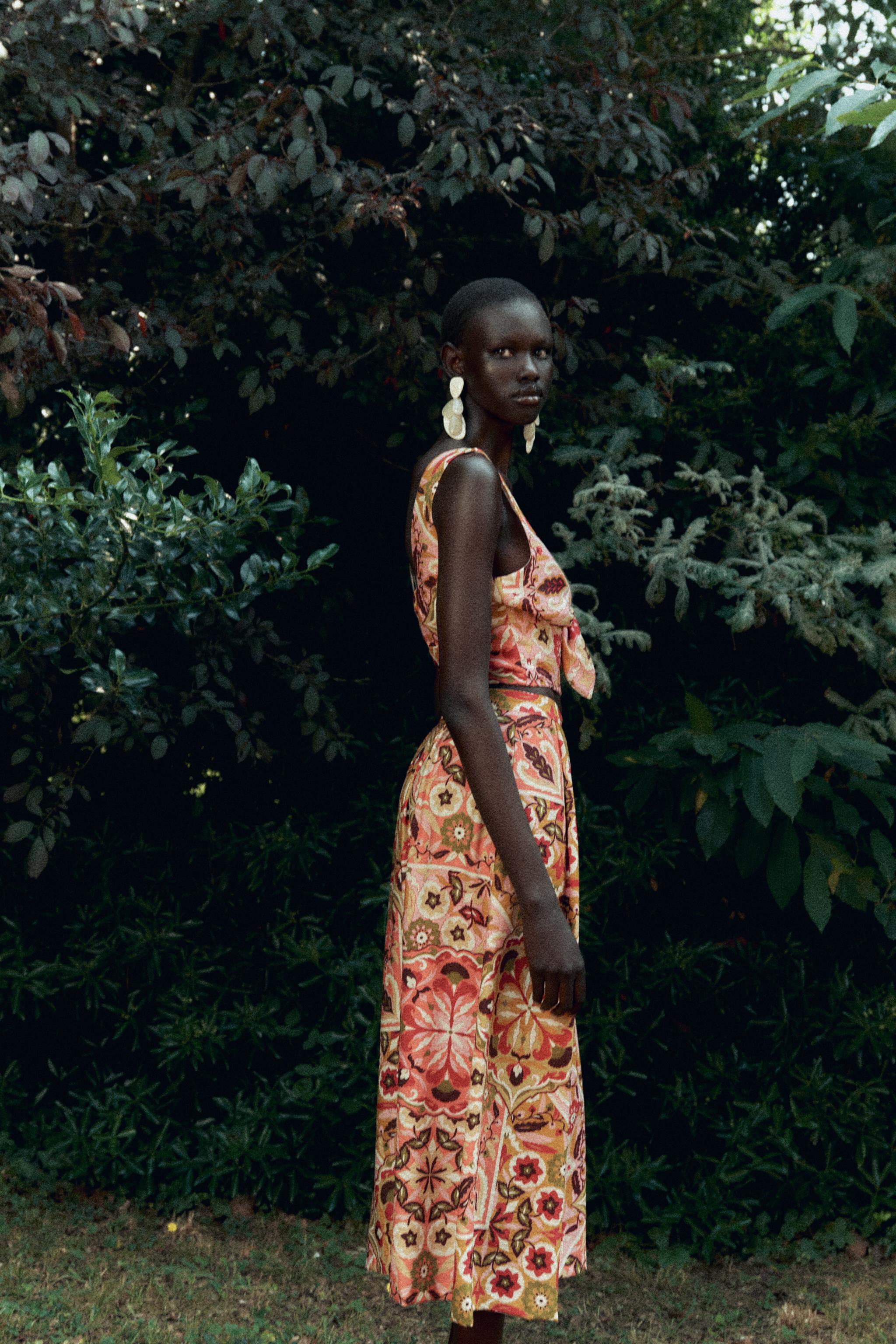 PRINTED RUSTIC MIDI SKIRT